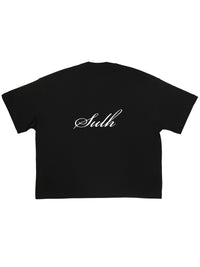 Cursive Boxy Tee - Black