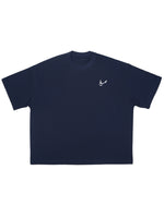 Cursive Boxy Tee - Navy