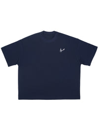 Cursive Boxy Tee - Navy