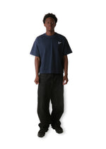 Cursive Boxy Tee - Navy